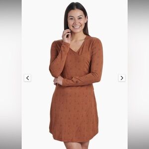 Kuhl Rust Long Sleeve Faux Wrap Dress